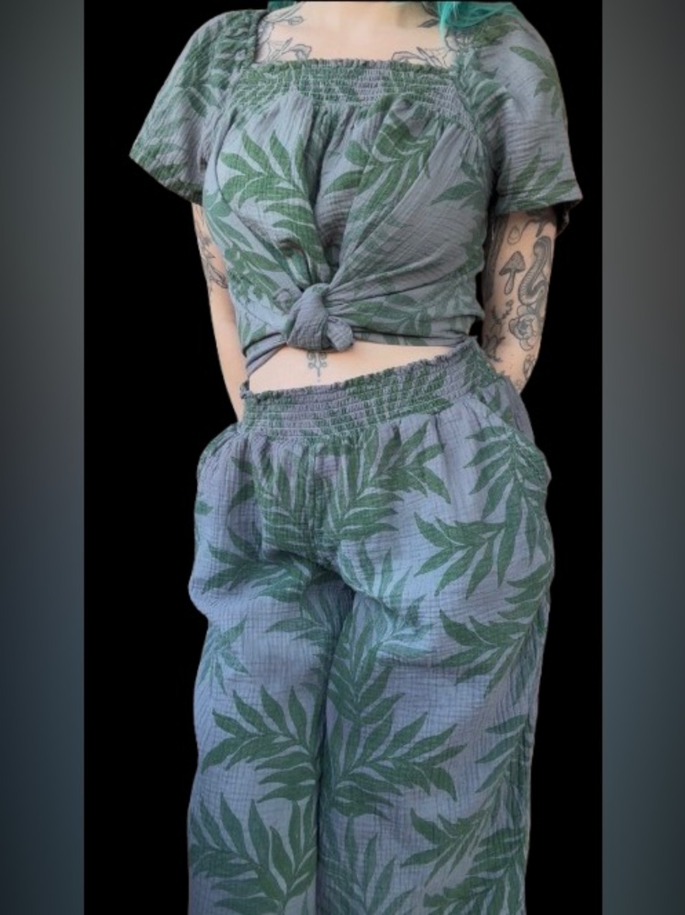 OOAK Hand Dyed Whimsigoth Leaf Co-ord Set